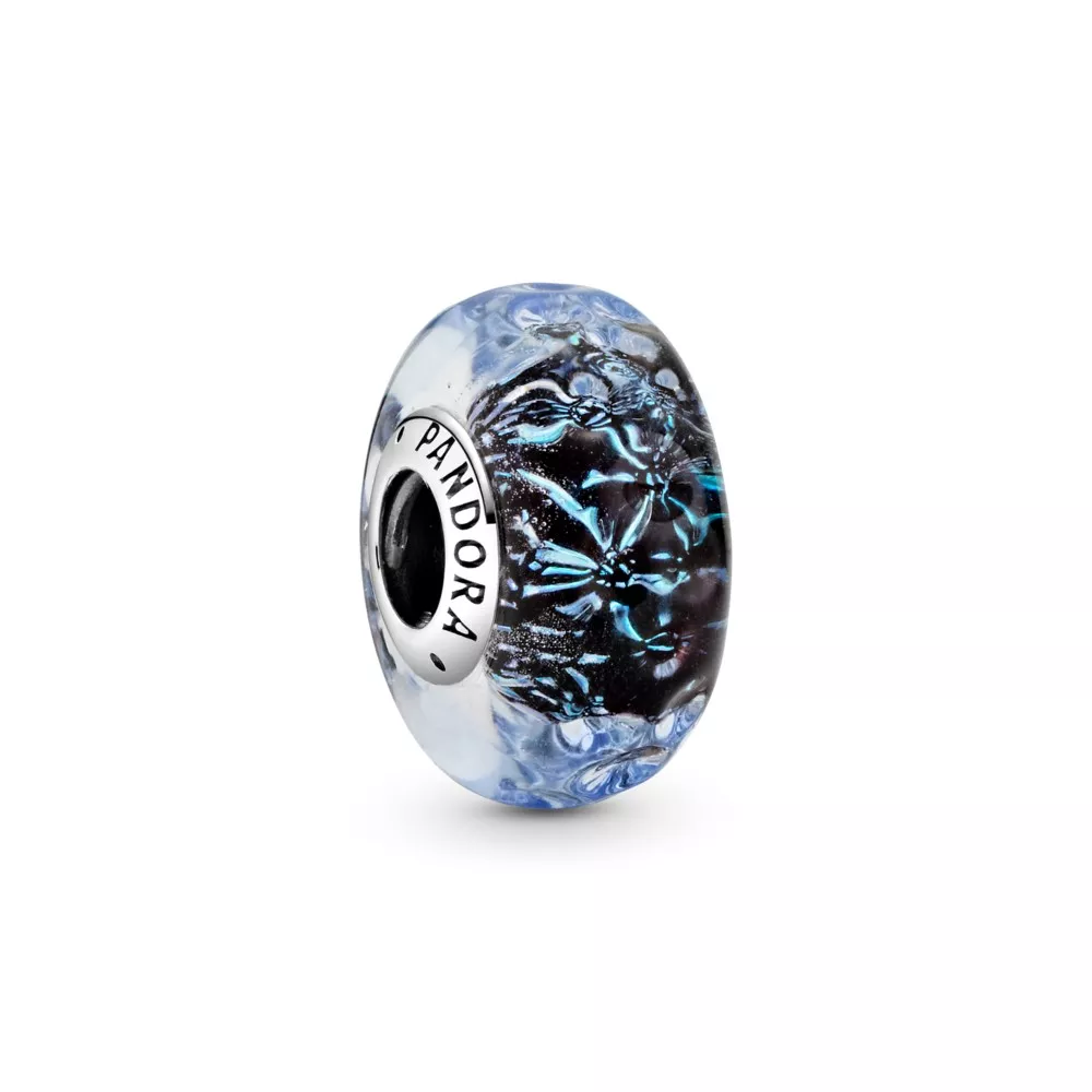 pandora encanto oceánico de vidrio murano azul oscuro ondulado 798938c00