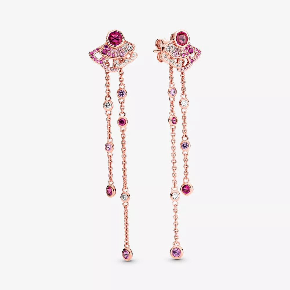pendientes colgantes pandora pink fan 288190c01