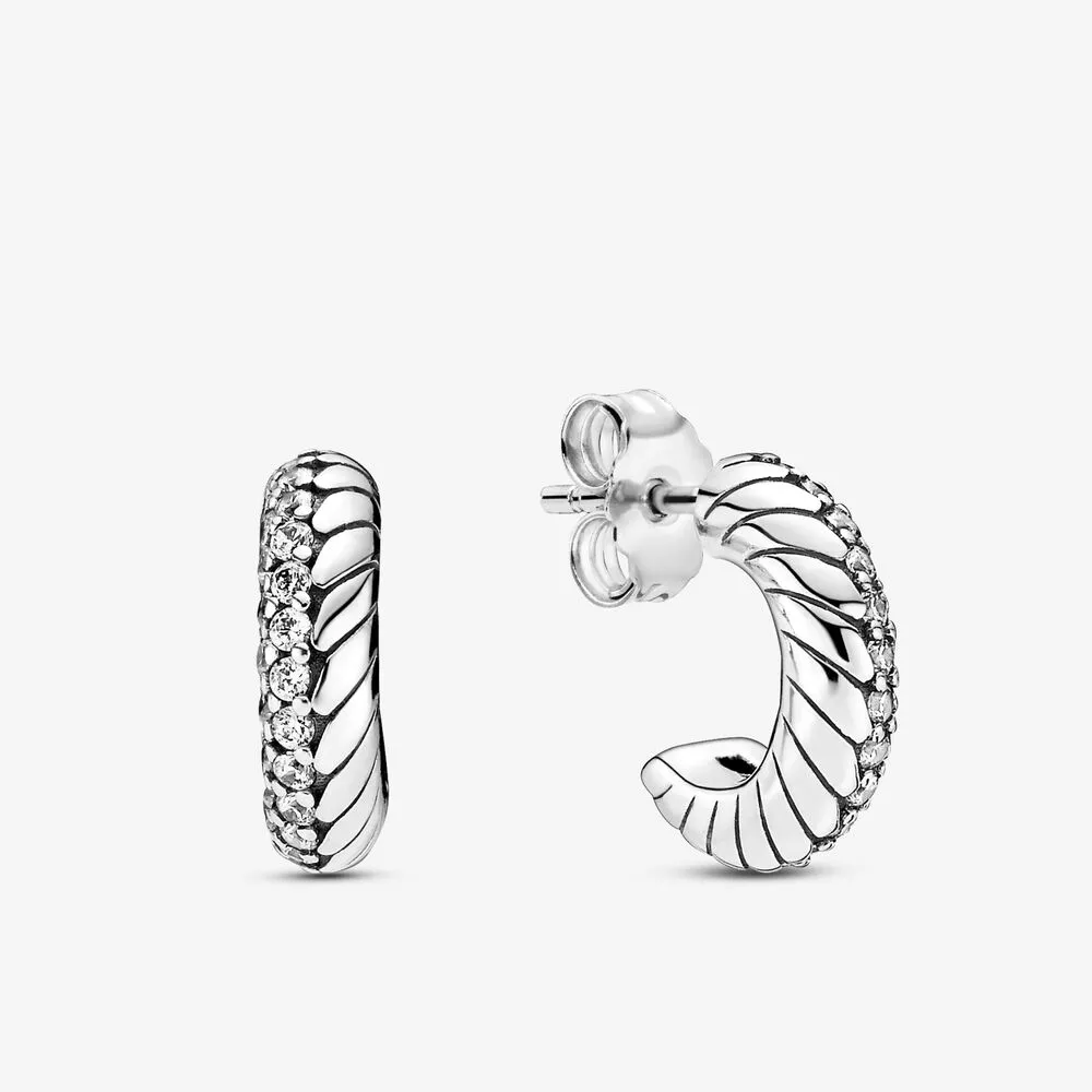 pendientes de aro con patrón de serpiente pandora pavé 299091c01