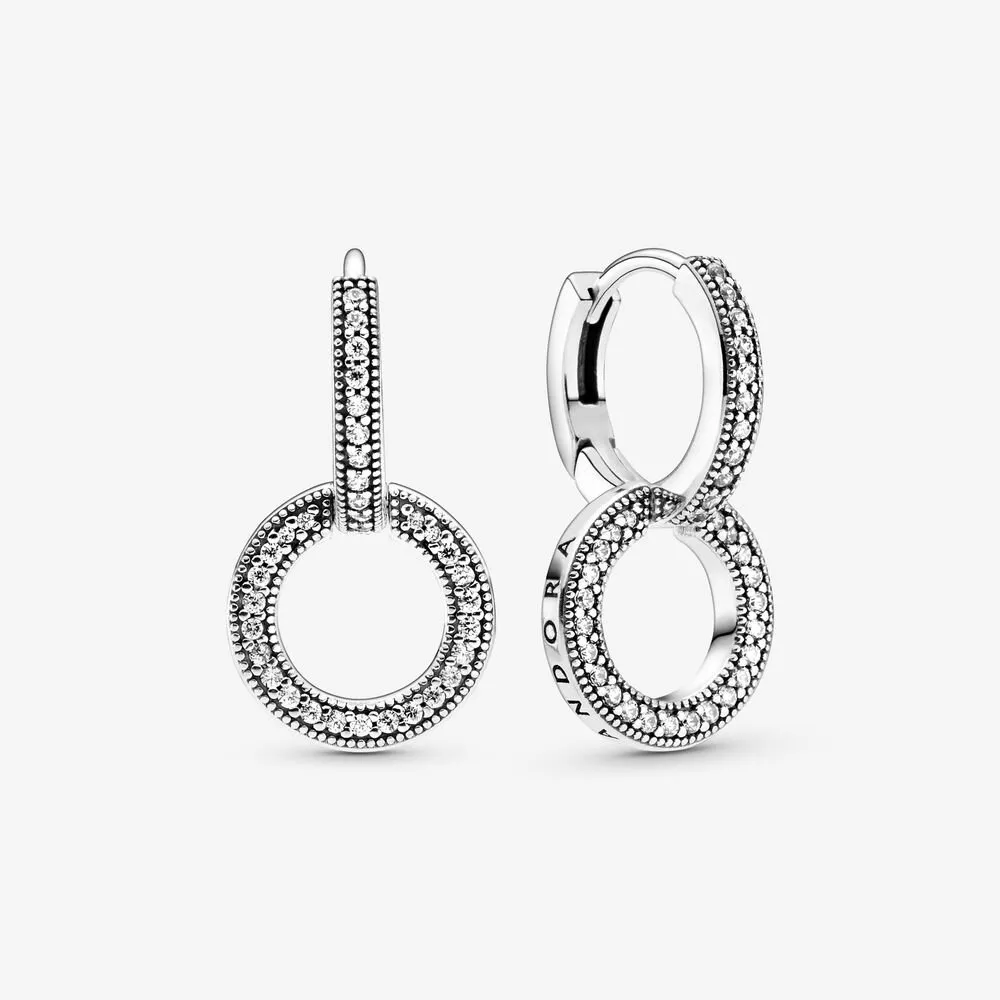 pendientes de aro doble brillantes pandora 299052c01