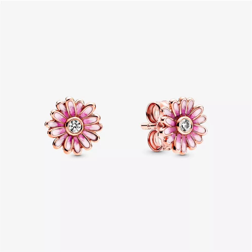 pendientes de botón pandora pink daisy flower 288773c01