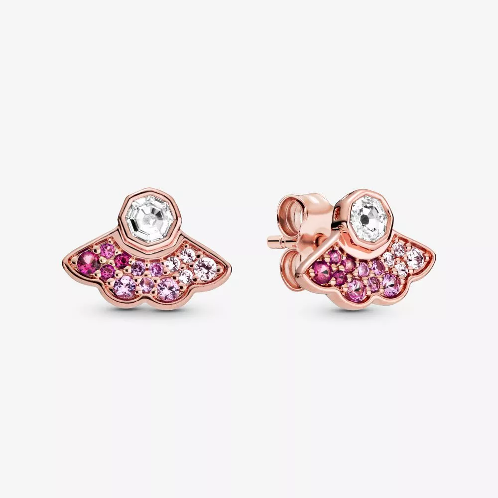 pendientes de botón pandora pink fan 288194c01