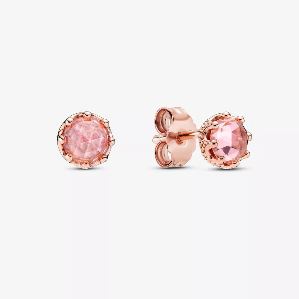 pendientes de botón pandora pink sparkling crown 288311c01