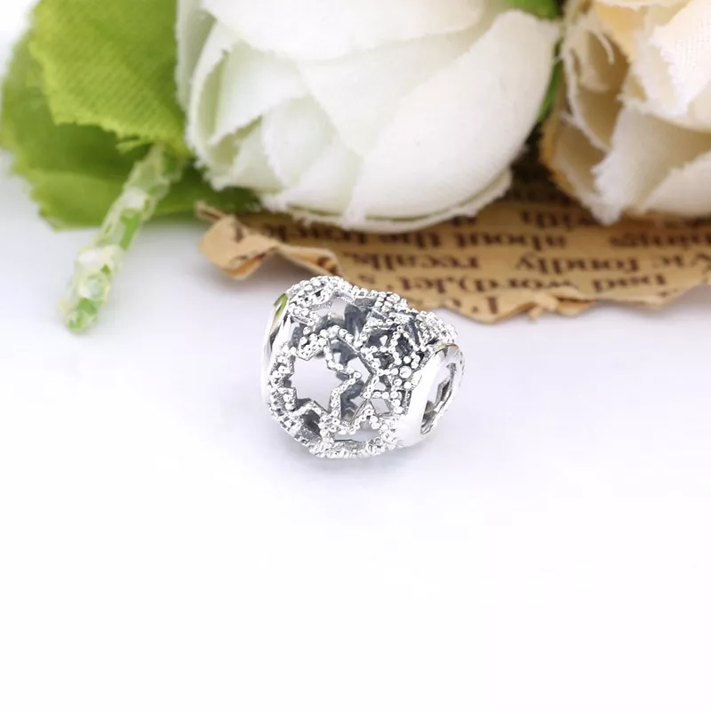 (imagen para) Pulsera de PANDORA con colgante en forma de corazón abierto y estrellas adornada - Ver 2