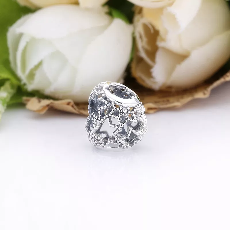 (imagen para) Pulsera de PANDORA con colgante en forma de corazón abierto y estrellas adornada - Ver 4