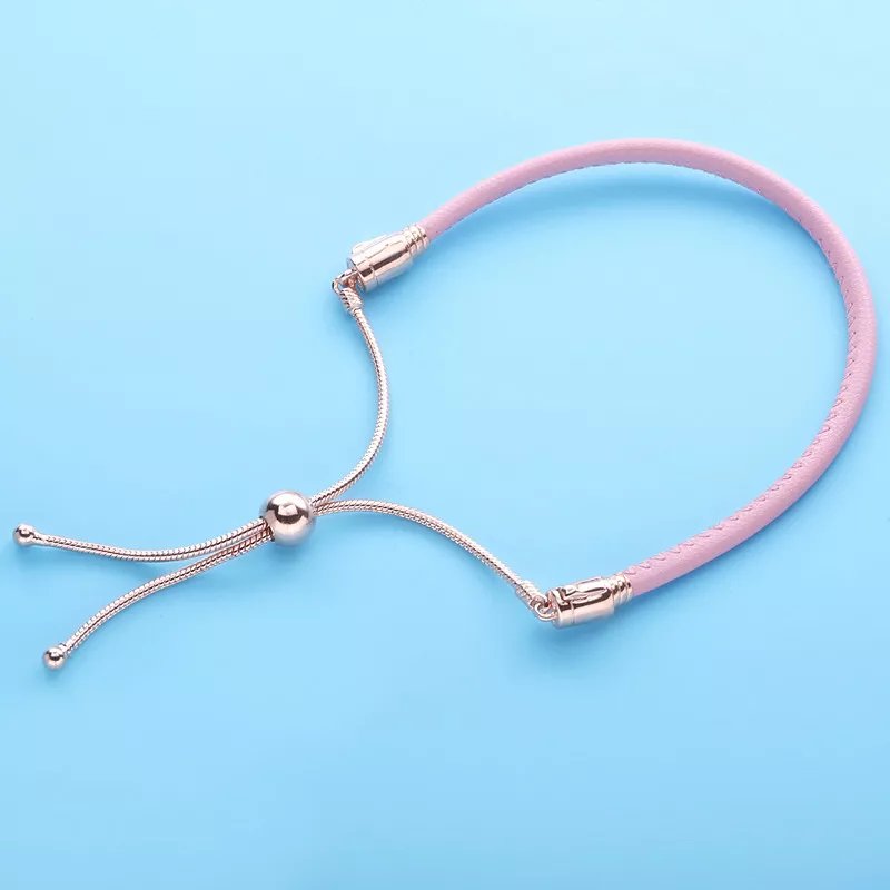(imagen para) Pulsera deslizante de cuero rosa Pandora Moments - 589002C01 - Ver 2