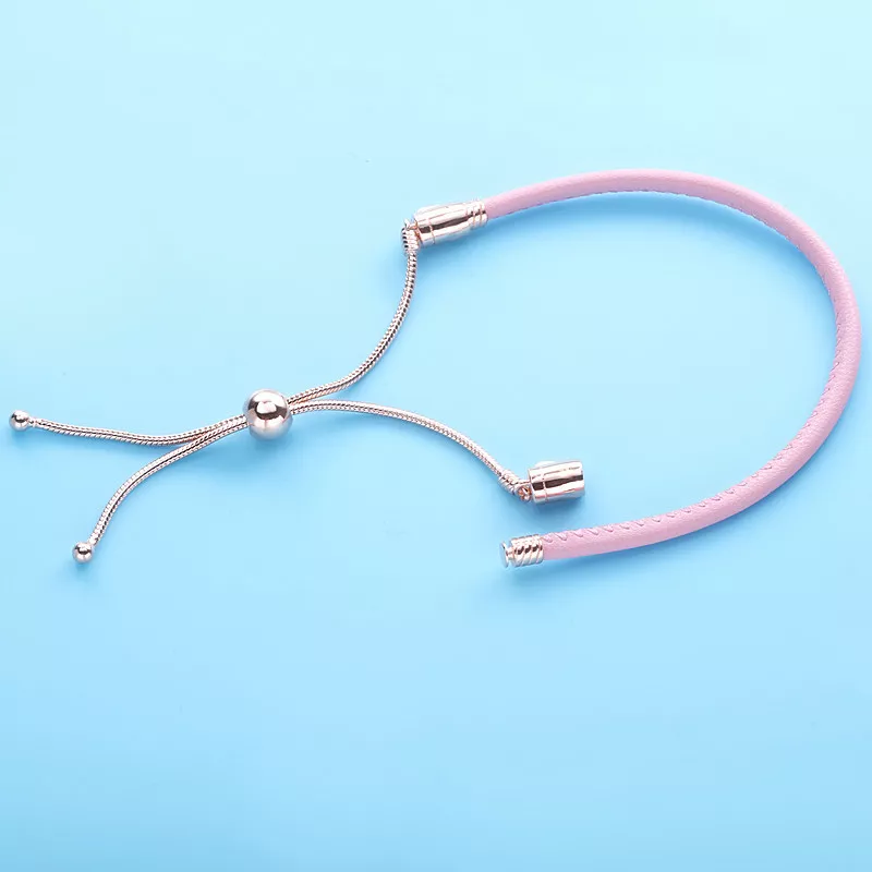 (imagen para) Pulsera deslizante de cuero rosa Pandora Moments - 589002C01 - Ver 3
