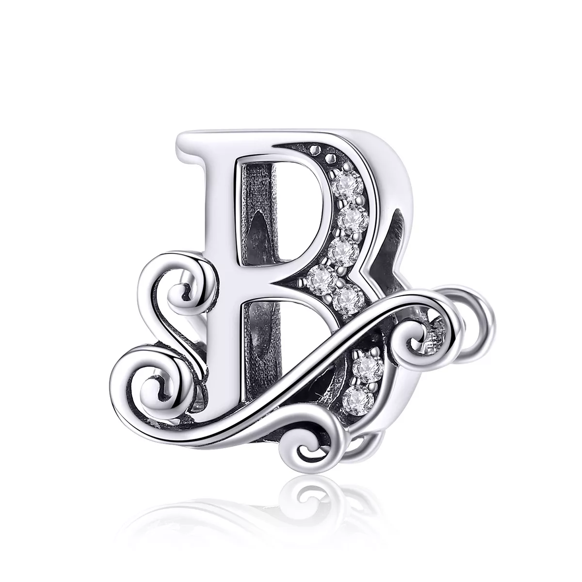 amuleto de letra b con flores brillantes estilo pandora bsc030 b