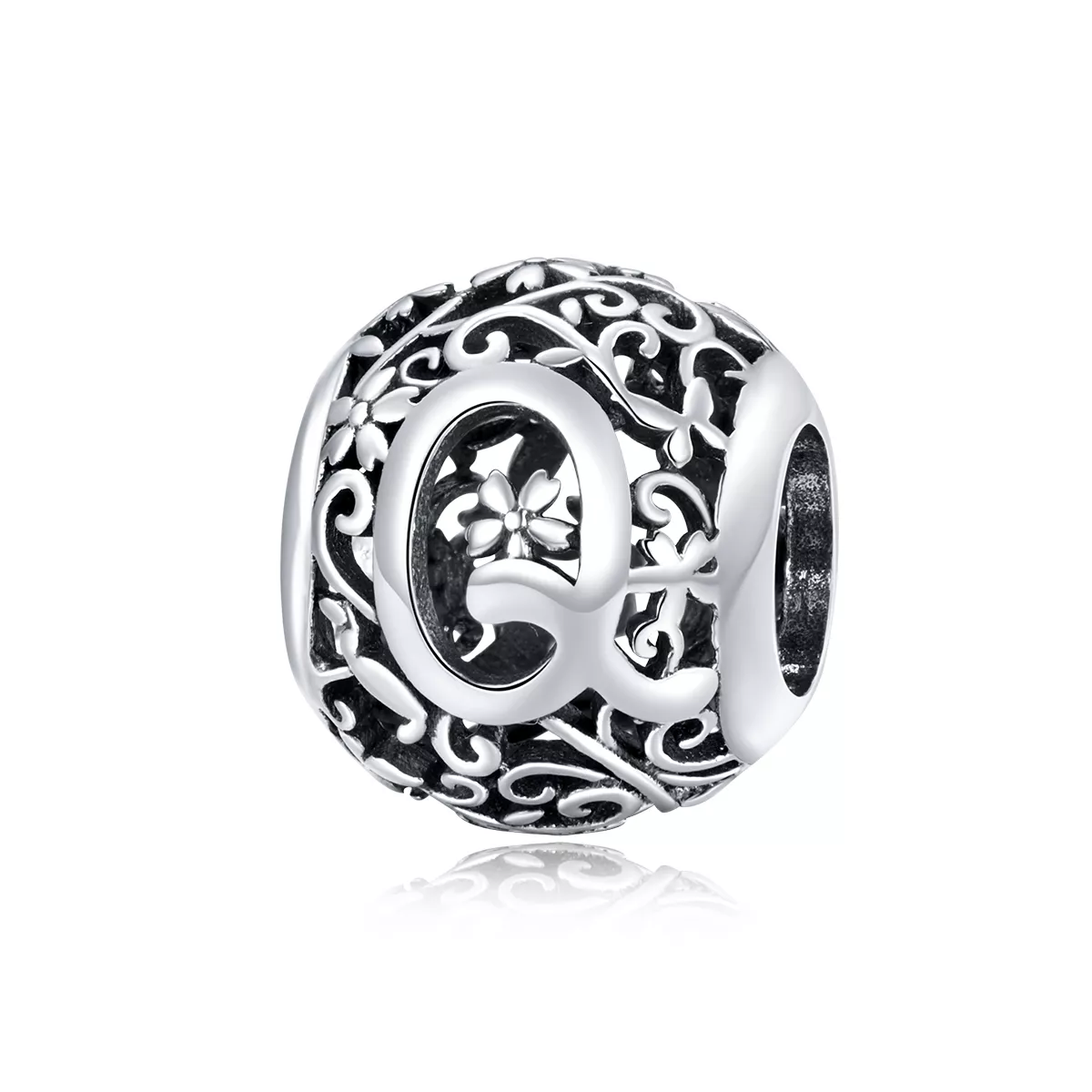 charm de letra q con flor de estilo pandora scc1444 q