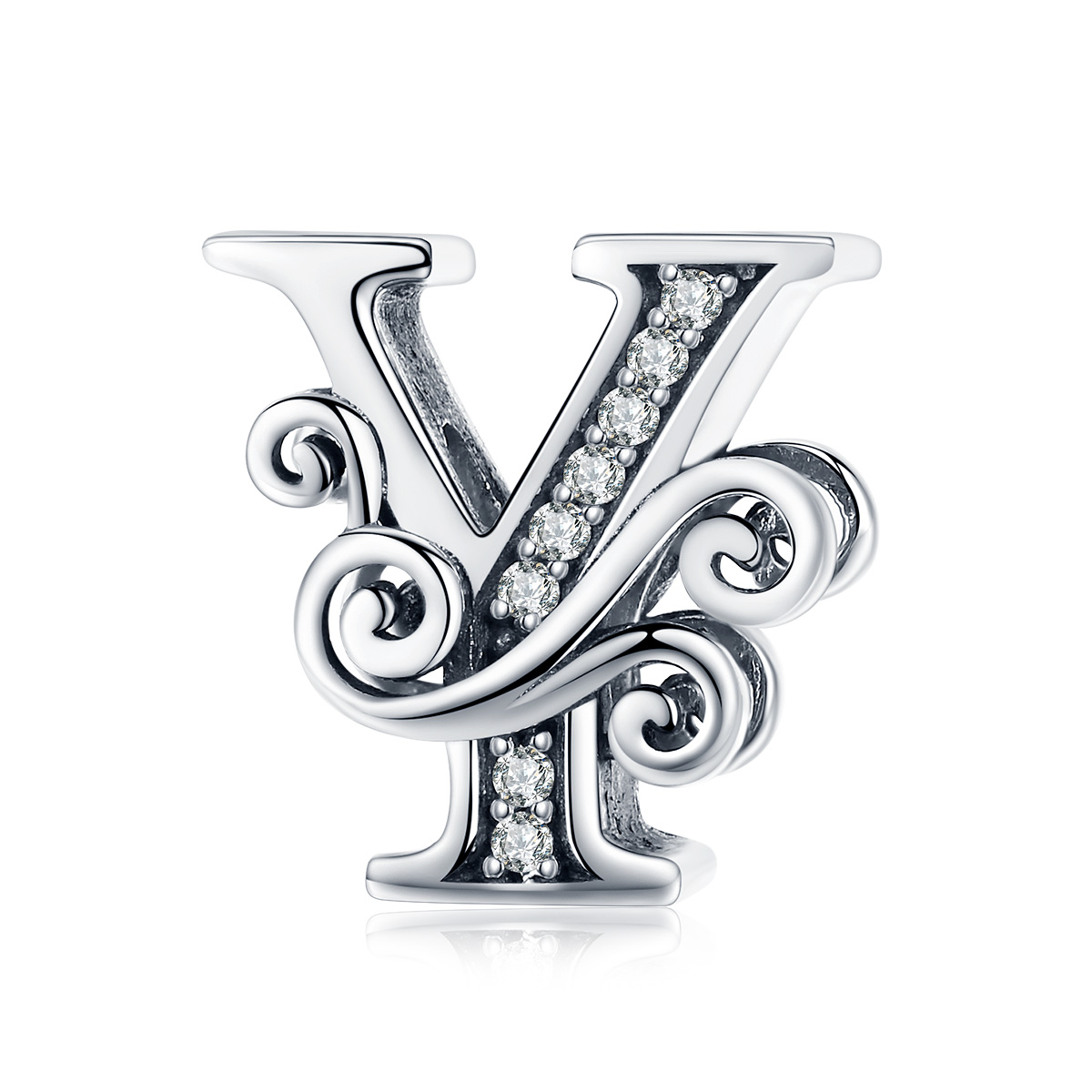 charm de letra y con brillantes pavé estilo pandora bsc030 y