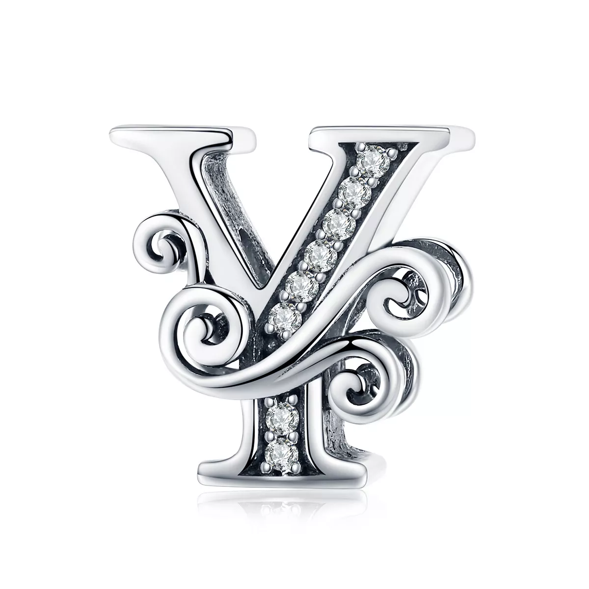 charm de letra y con brillantes pavé estilo pandora bsc030 y