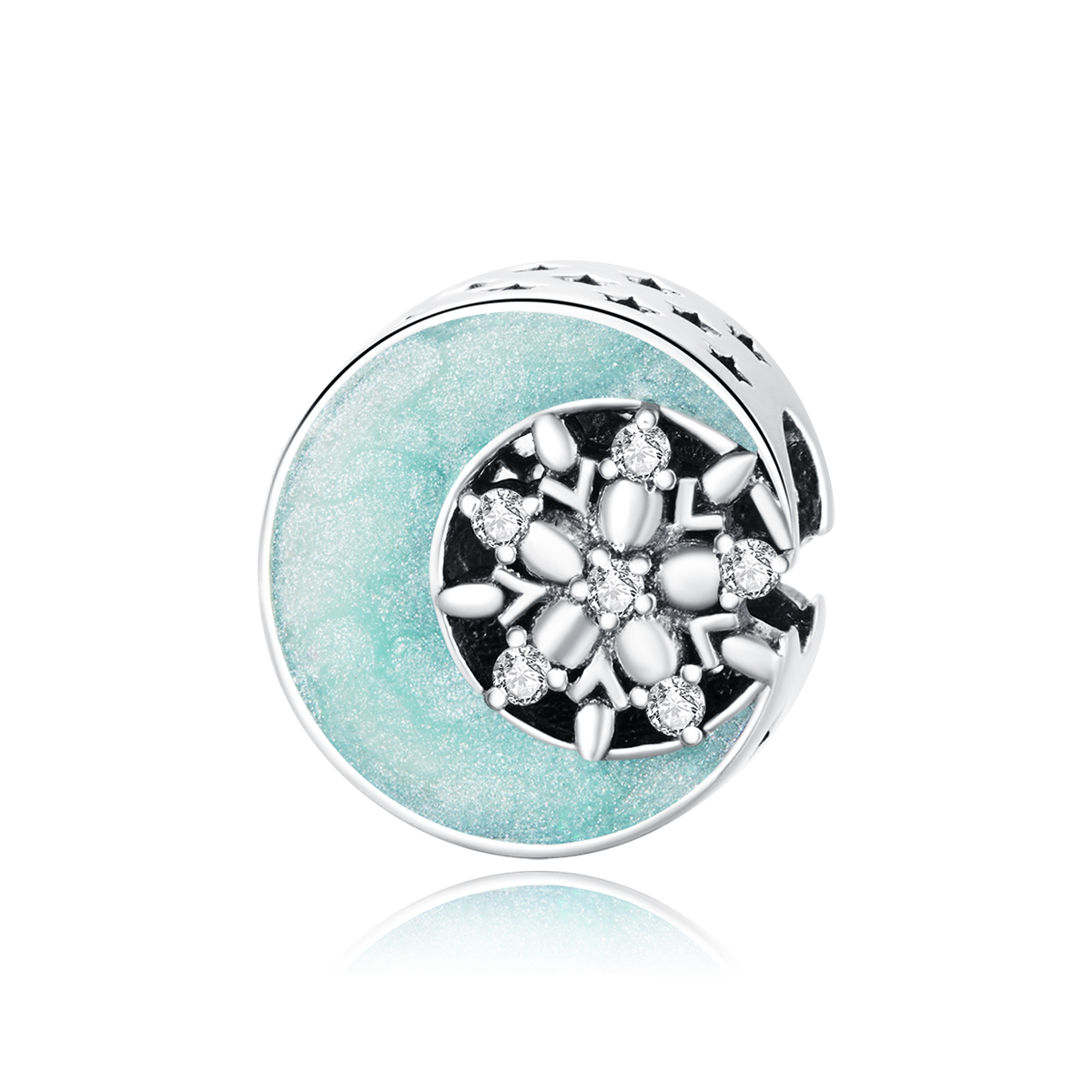 charm estilo pandora de nieve y luz de luna scc1653