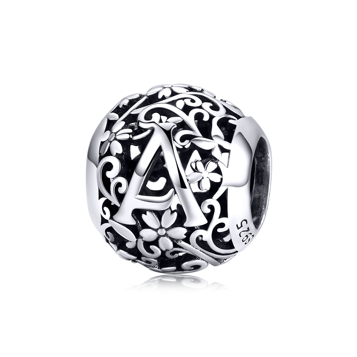 charm pandora estilo flor calada letra a scc1444 a