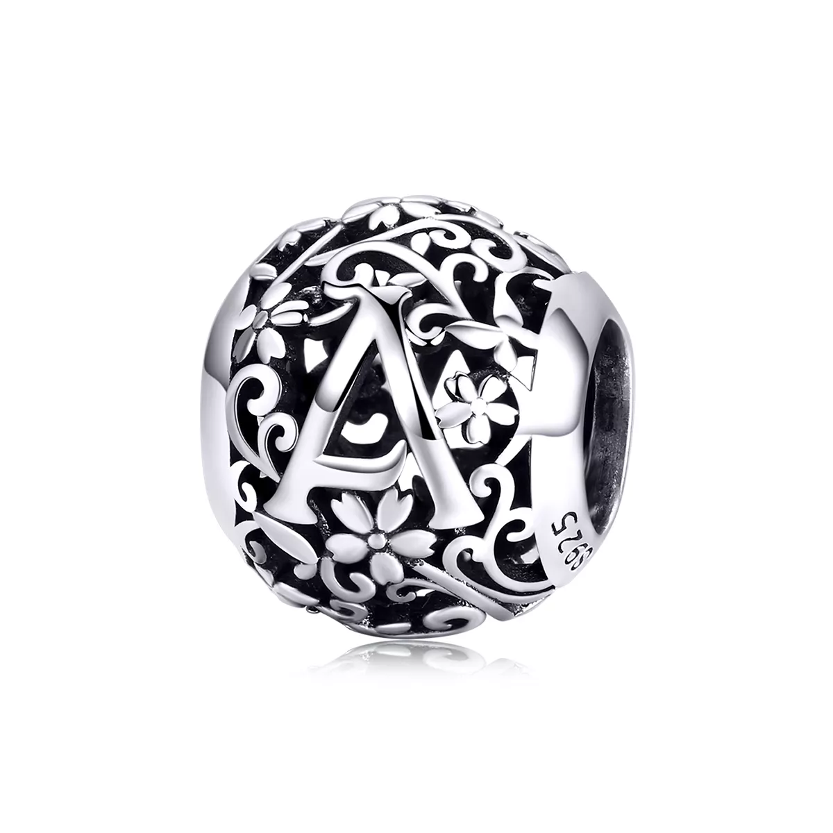 charm pandora estilo flor calada letra a scc1444 a