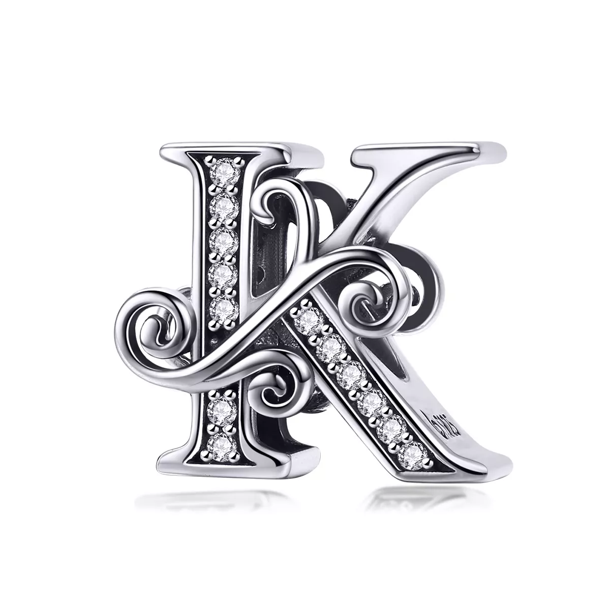 charm pandora style sparkling pavé flor letra k bsc030 k