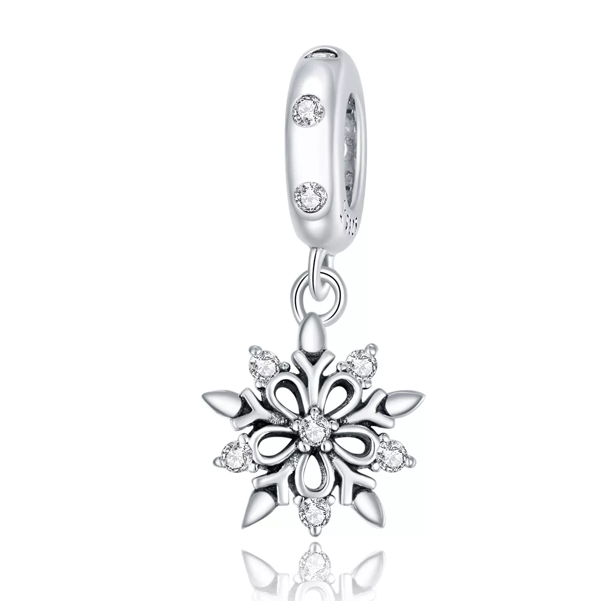 colgante de copo de nieve de cristal al estilo de pandora scc1649