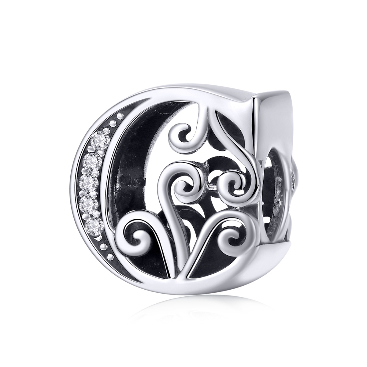 encanto de letra c con flores brillantes estilo pandora bsc030 c