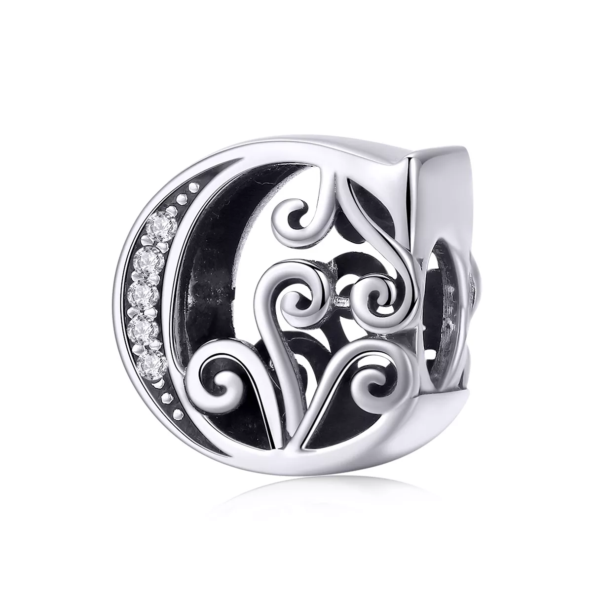 encanto de letra c con flores brillantes estilo pandora bsc030 c