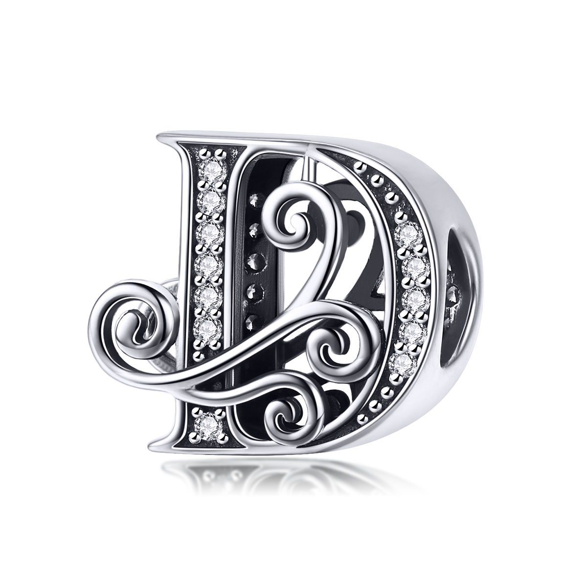 encanto de letra d con brillantes pavé estilo pandora bsc030 d