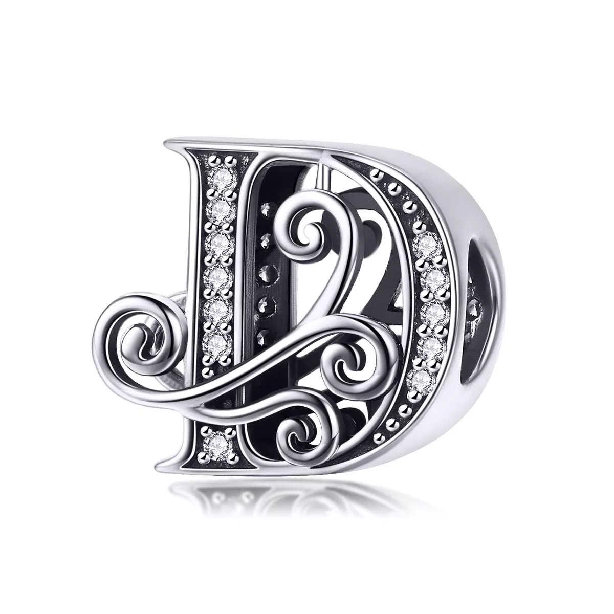 encanto de letra d con brillantes pavé estilo pandora bsc030 d