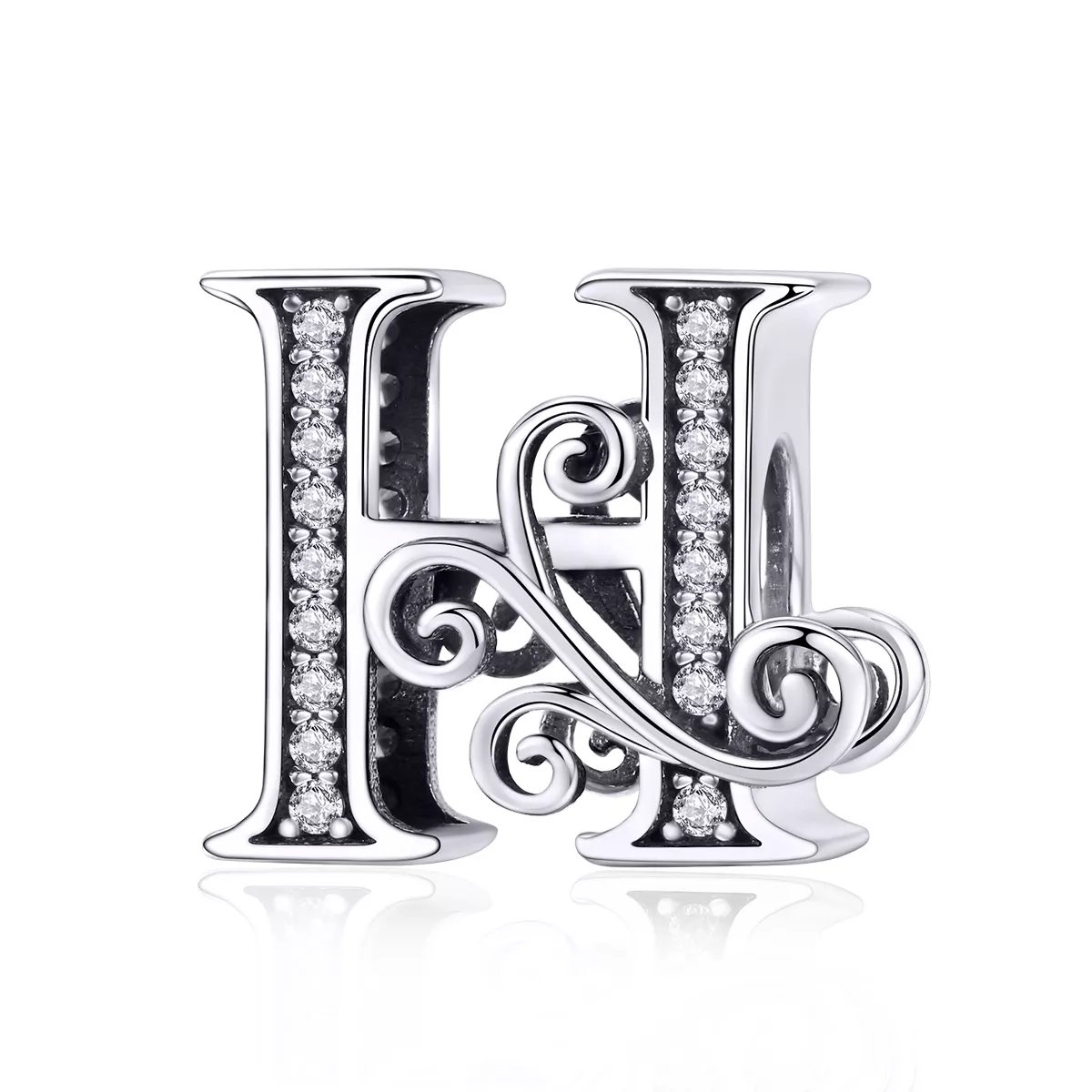 encanto de letra h con brillantes estilo pandora style sparkling pavé flower bsc030 h
