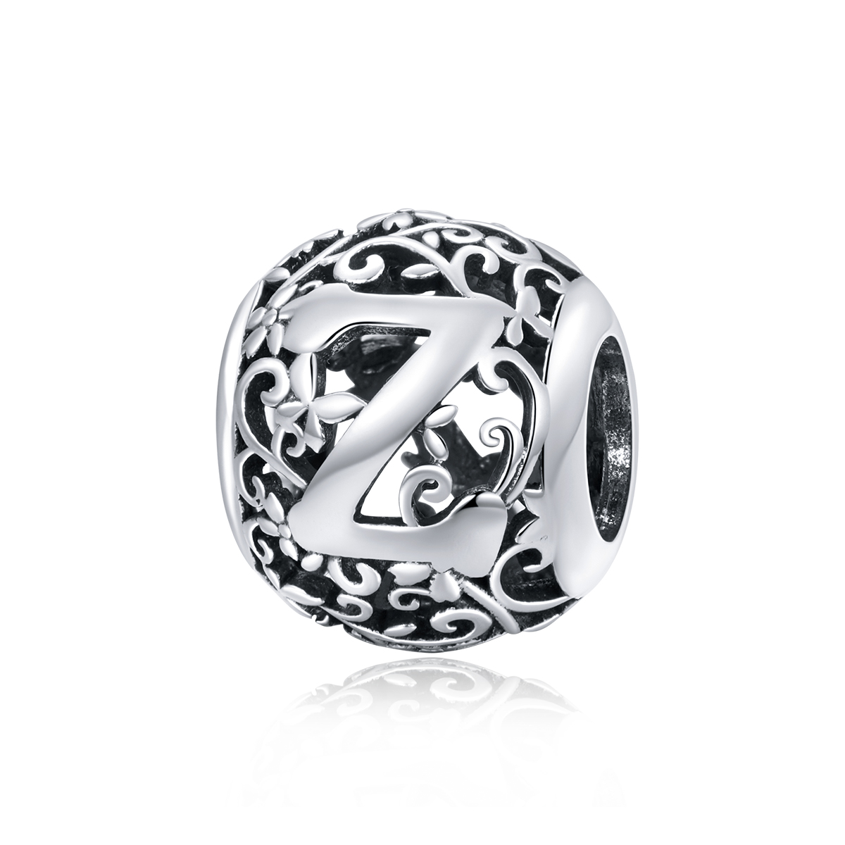 encanto de letra z con diseño de flor calada al estilo pandora scc1444 z