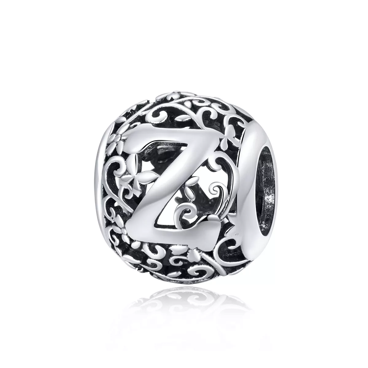 encanto de letra z con diseño de flor calada al estilo pandora scc1444 z
