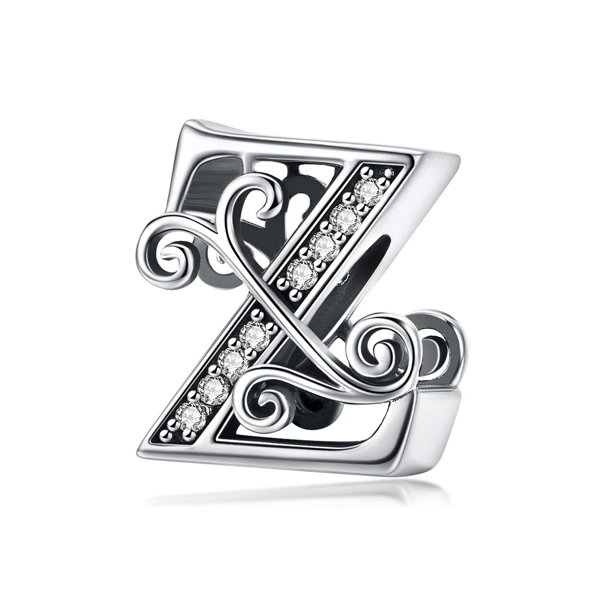encanto de letra z con flores brillantes de estilo pandora con pavé bsc030 z
