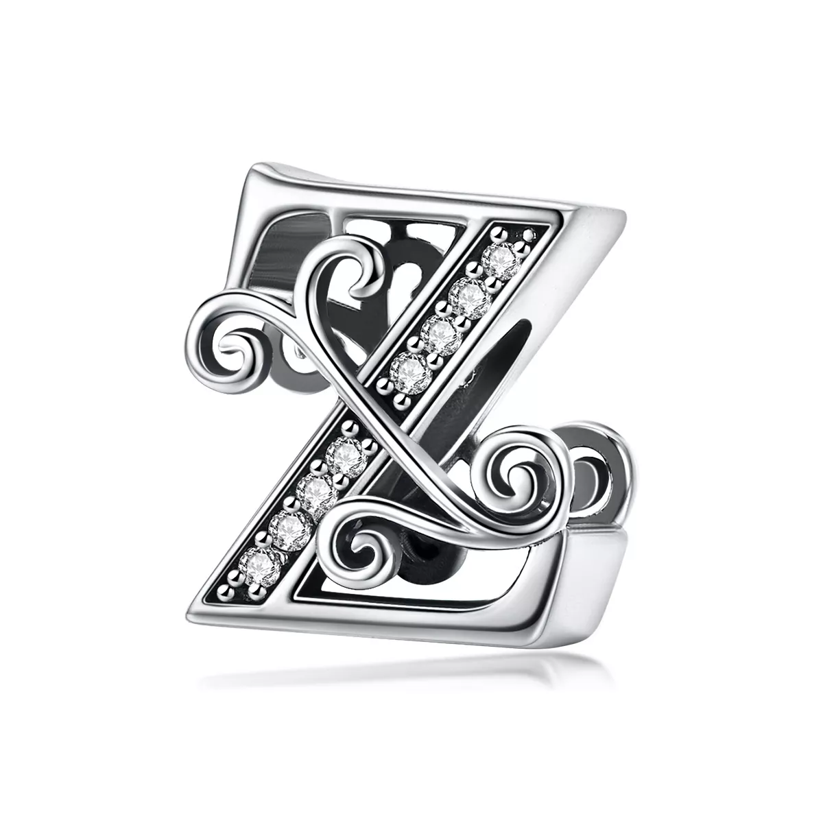 encanto de letra z con flores brillantes de estilo pandora con pavé bsc030 z