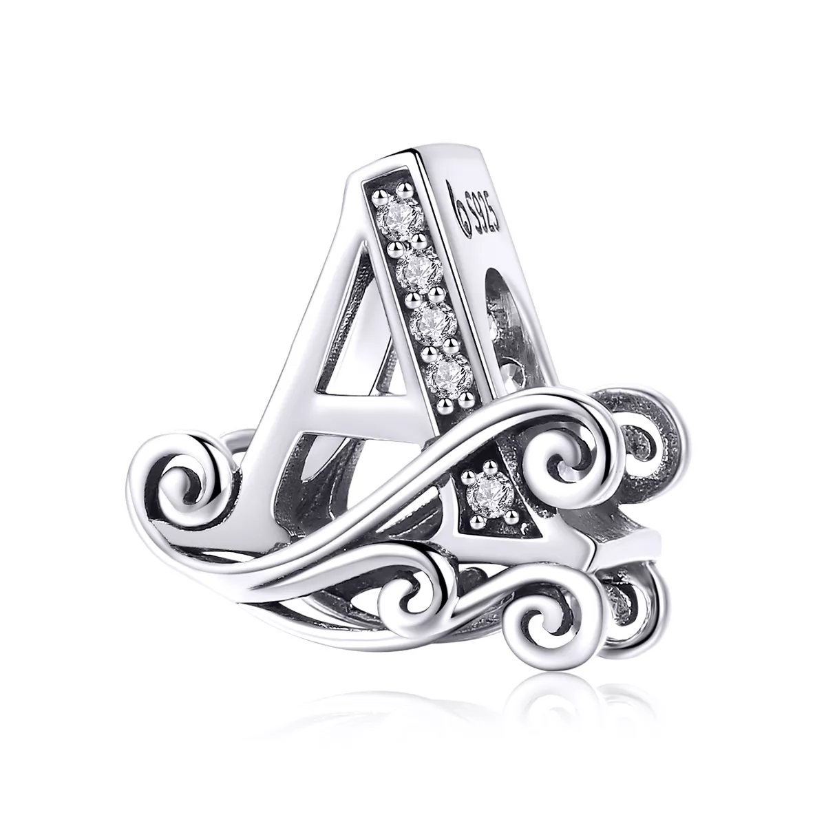 pandora estilo brillante pavé flor letra a charm bsc030 a