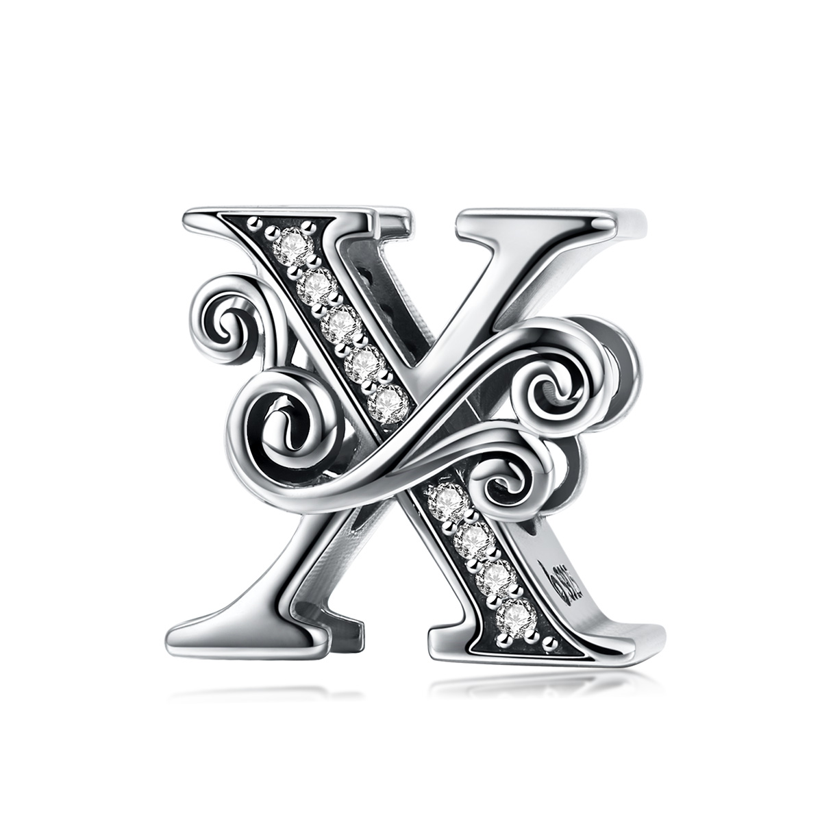 pandora estilo encanto de letra x con flores pavé brillantes bsc030 x