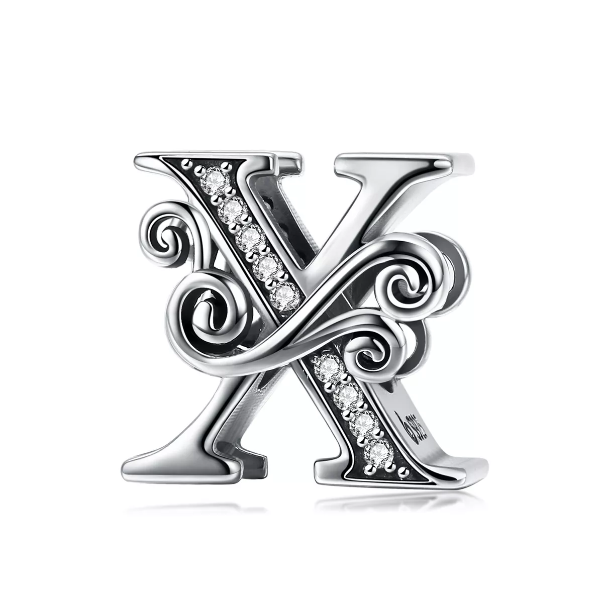 pandora estilo encanto de letra x con flores pavé brillantes bsc030 x