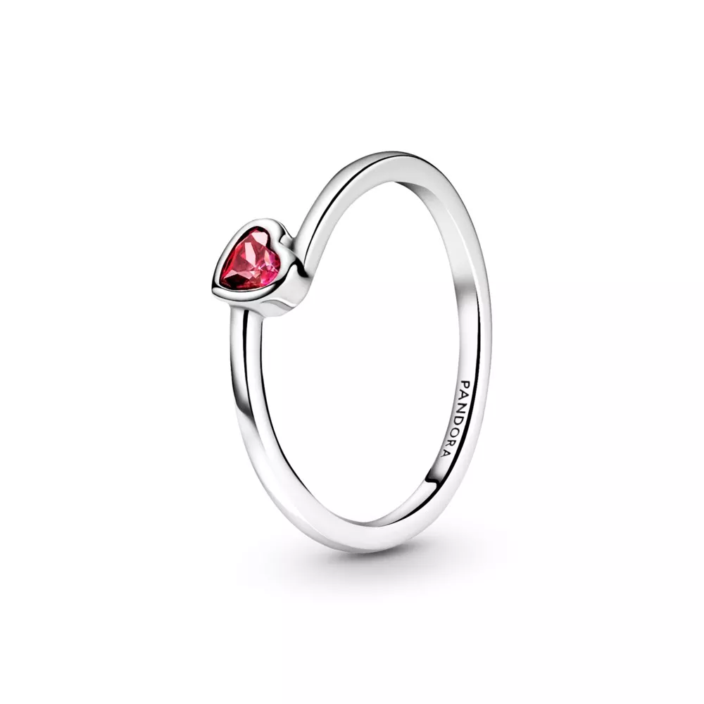 anillo solitario pandora corazón inclinado rojo 199267c01