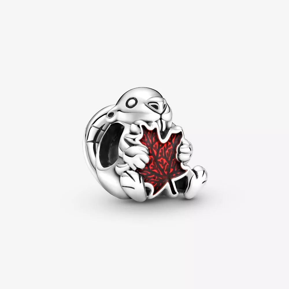charm de pandora con castor canadiense y hoja de maple 799394c01