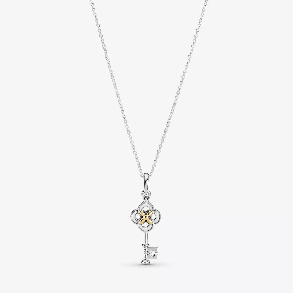 collar pandora en dos tonos con llave y flor 399339c01