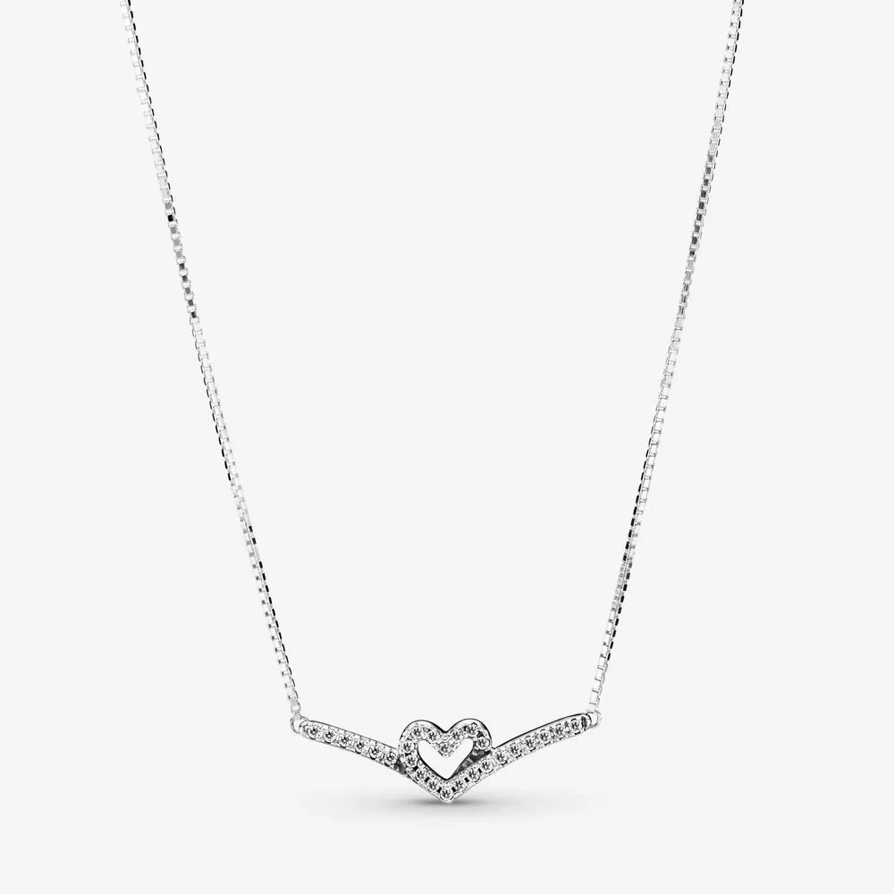 collar pandora sparkling wishbone heart collier 399273c01