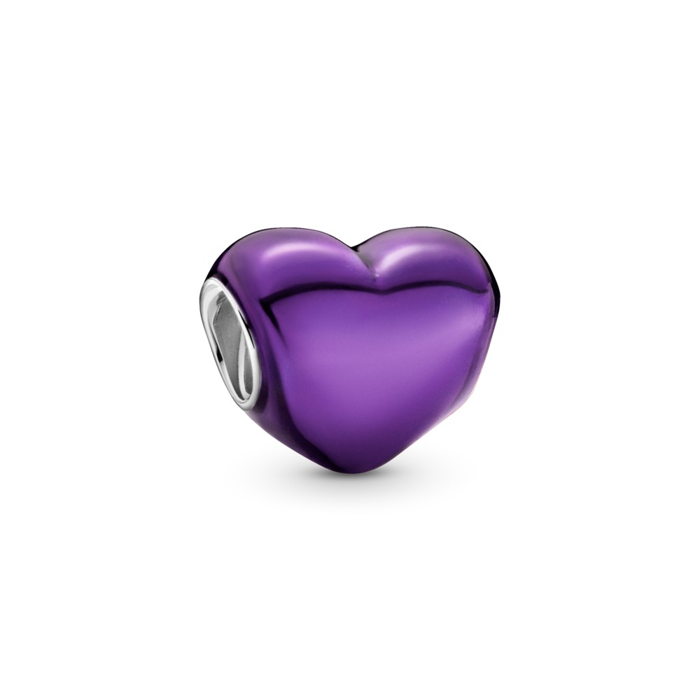pandora abalorio corazón metálico morado 799291c01