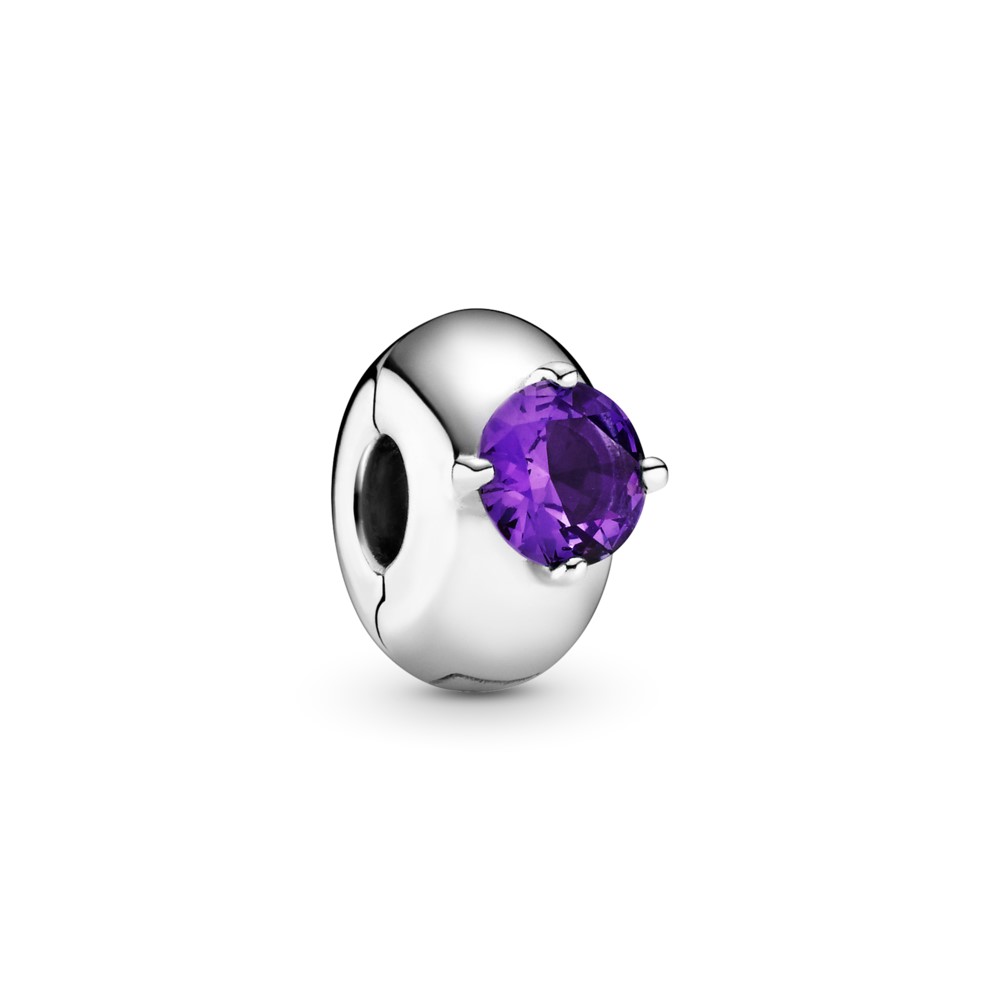 pandora abalorio de clip solitario redondo morado 799204c02