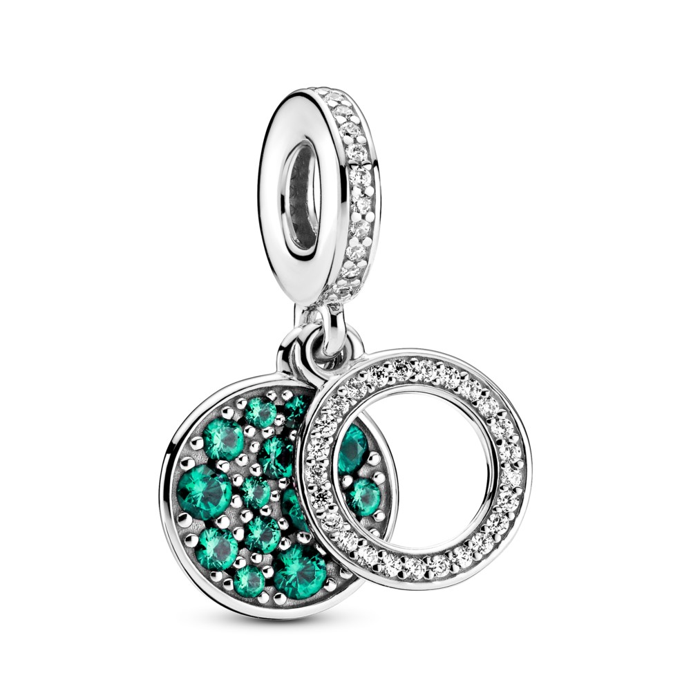 pandora brillante encanto de doble colgante de disco verde 799186c02