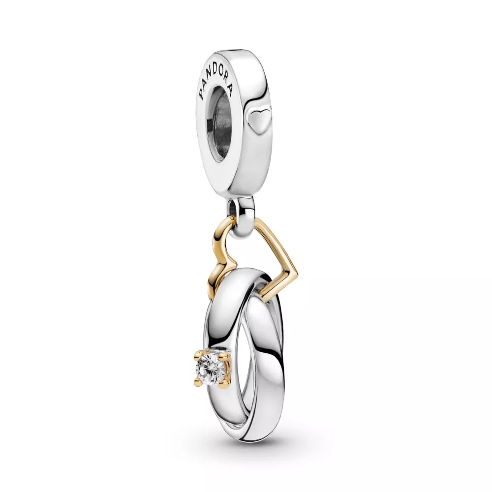 pandora charm colgante de anillos de boda bicolor 799319c01