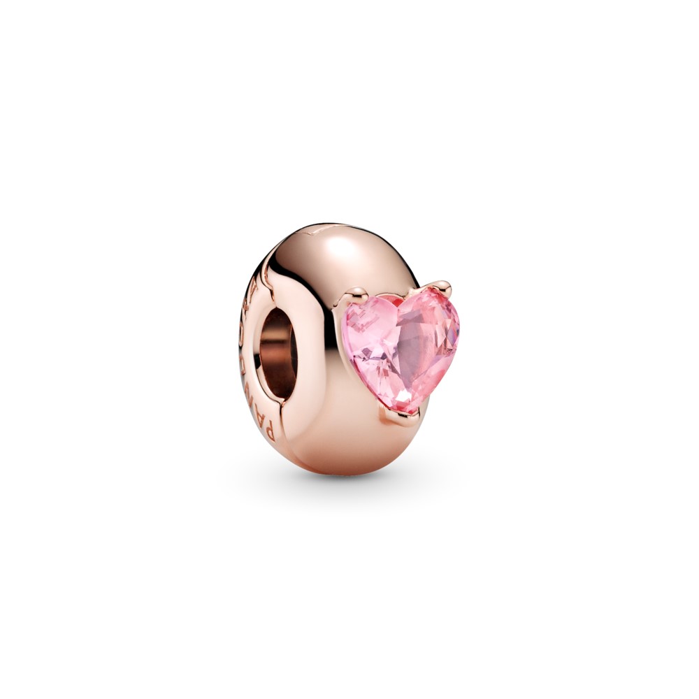 pandora encanto de clip solitario corazón rosa 789203c01