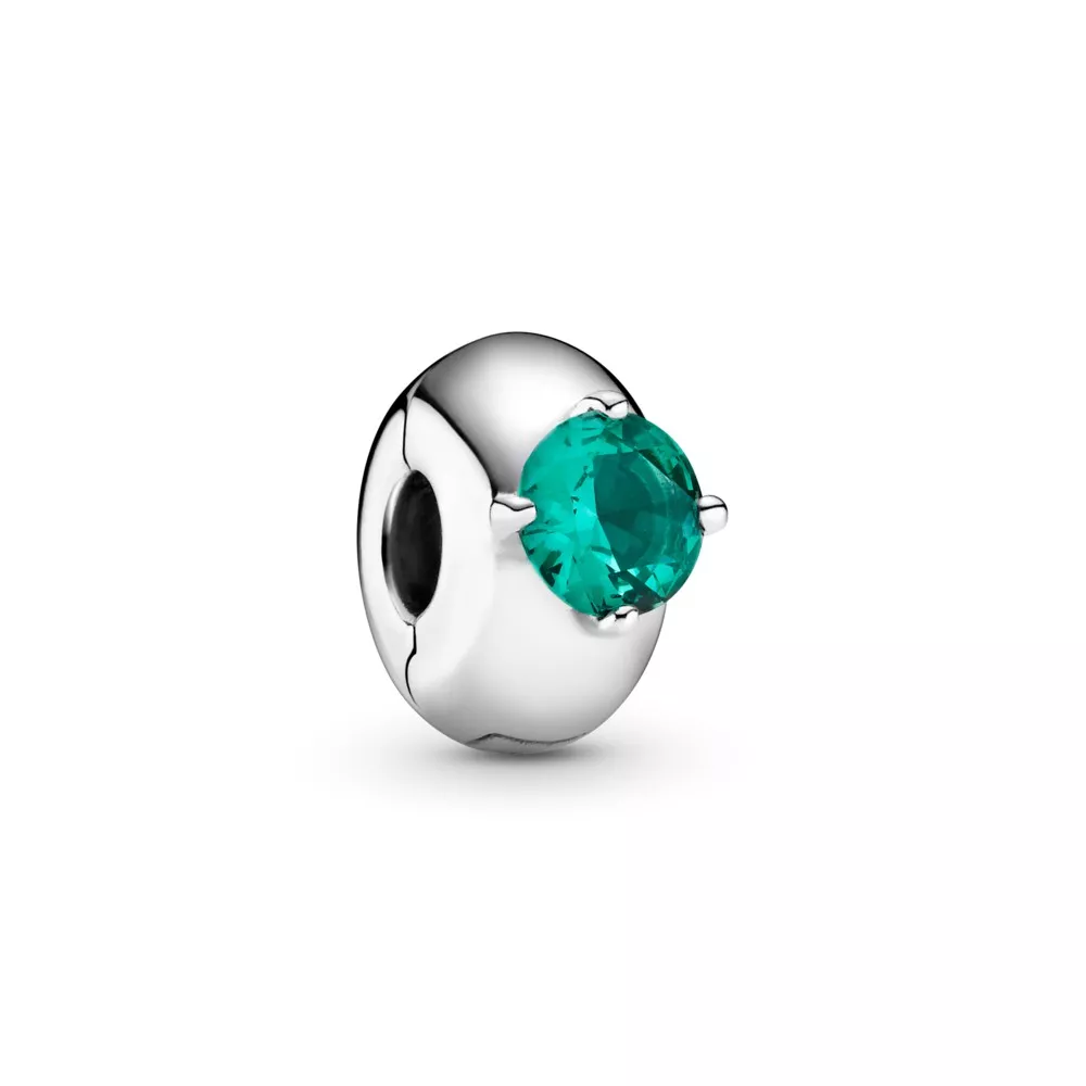 pandora encanto de clip solitario redondo verde 799204c03