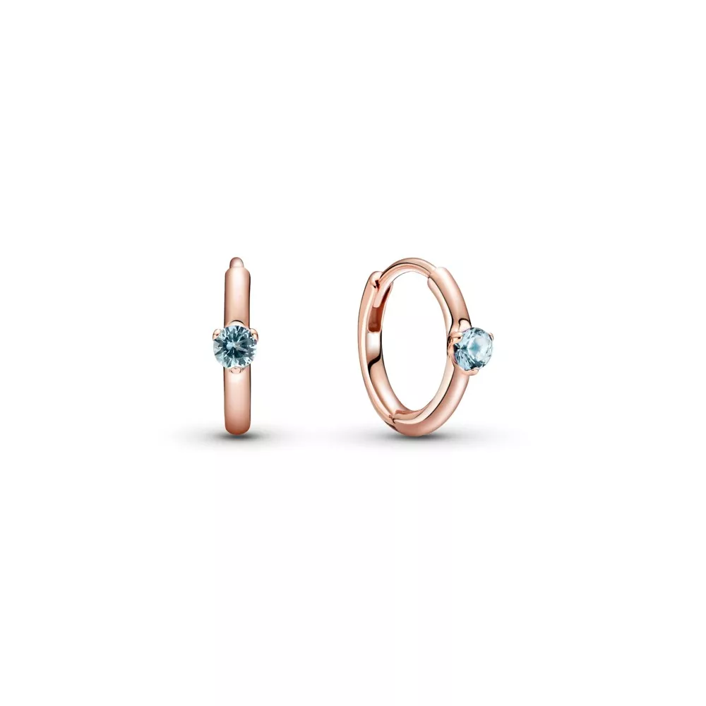 pendientes de aro huggie solitario pandora en azul claro 289304c02