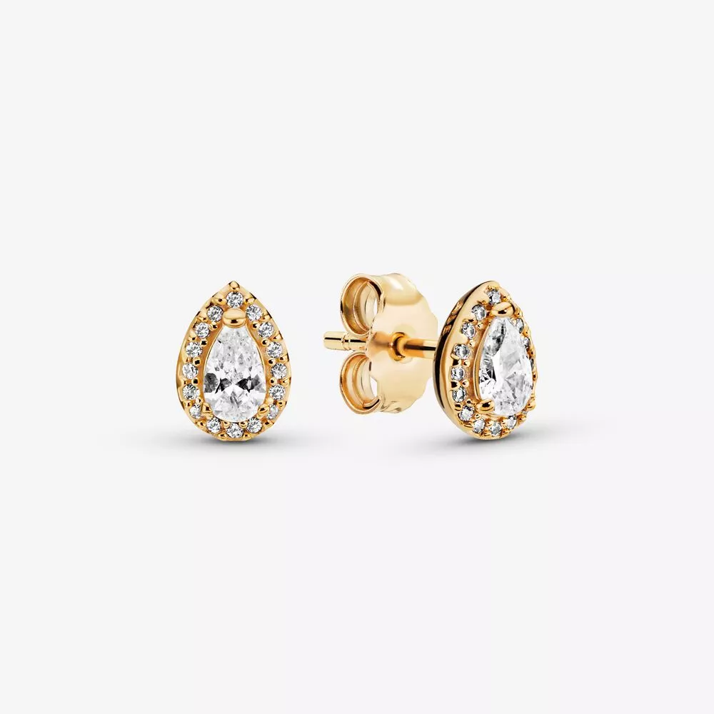 pendientes de botón con halo de lágrima brillante de pandora 268724c01