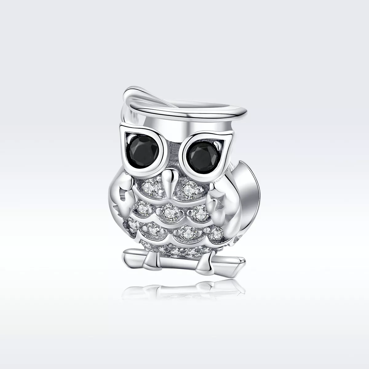 charm de búho de plata estilo pandora bsc124