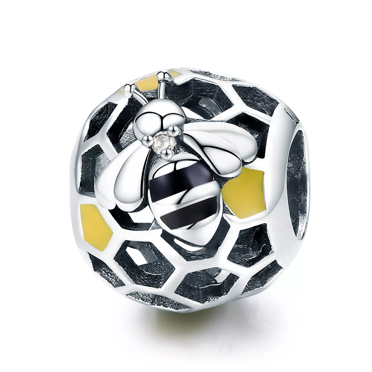 charm de colmena de abejas de plata estilo pandora scc779