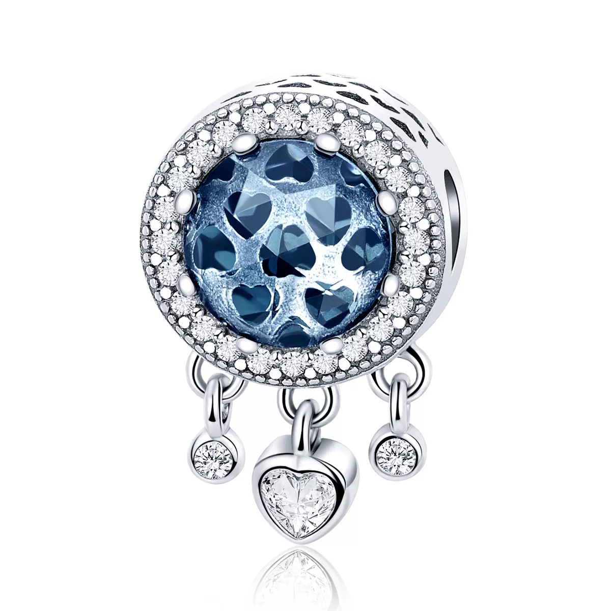 charm de corazón de cristal brillante plateado estilo pandora scc724