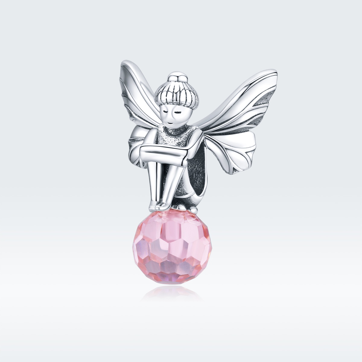 charm de elfo de flor de plata al estilo pandora scc1483