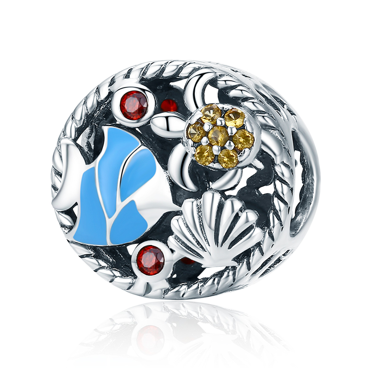 charm de estilo pandora en plata con diseño del mundo submarino scc683