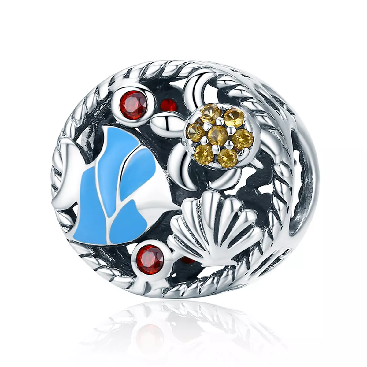 charm de estilo pandora en plata con diseño del mundo submarino scc683